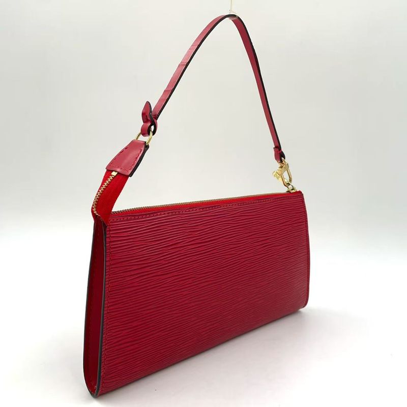 Louis Vuitton Pochette Accessory Epi Castilian Red Leather Red Handbag Gold
