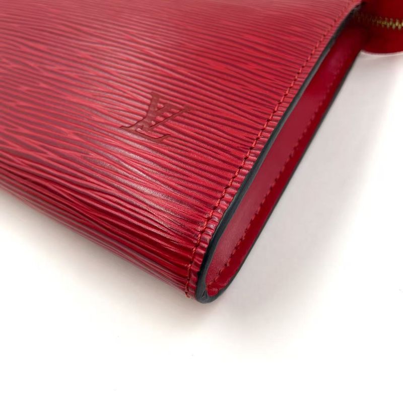 Louis Vuitton Pochette Accessory Epi Castilian Red Leather Red Handbag Gold