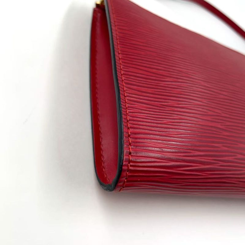 Louis Vuitton Pochette Accessory Epi Castilian Red Leather Red Handbag Gold