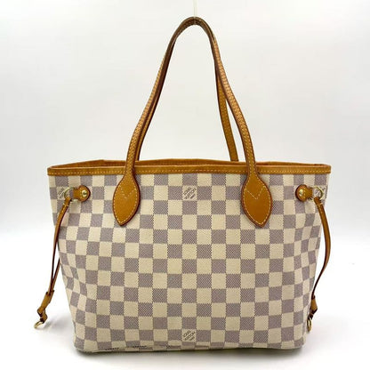 Louis Vuitton Neverfull PM Damier Azure Damier Azure Leather ×pvc White Tote
