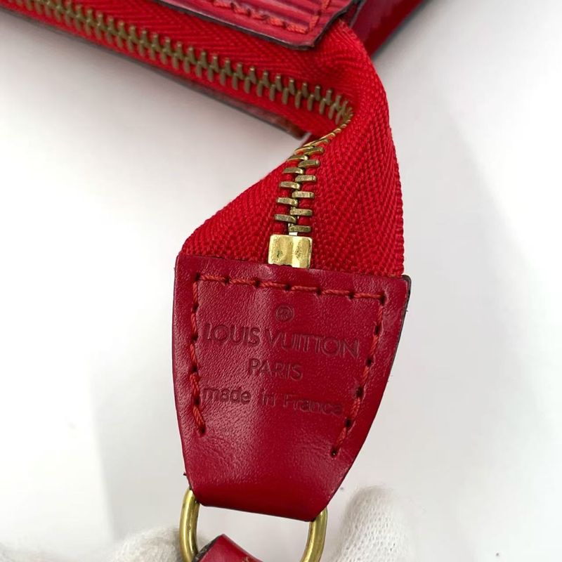 Louis Vuitton Pochette Accessory Epi Castilian Red Leather Red Handbag Gold
