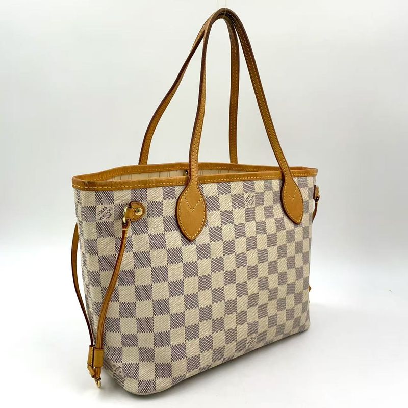Louis Vuitton Neverfull PM Damier Azure Damier Azure Leather ×pvc White Tote