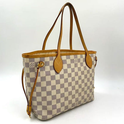 Louis Vuitton Neverfull PM Damier Azure Damier Azure Leather ×pvc White Tote