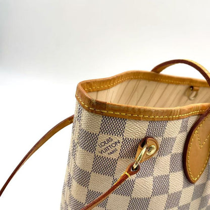 Louis Vuitton Neverfull PM Damier Azure Damier Azure Leather ×pvc White Tote