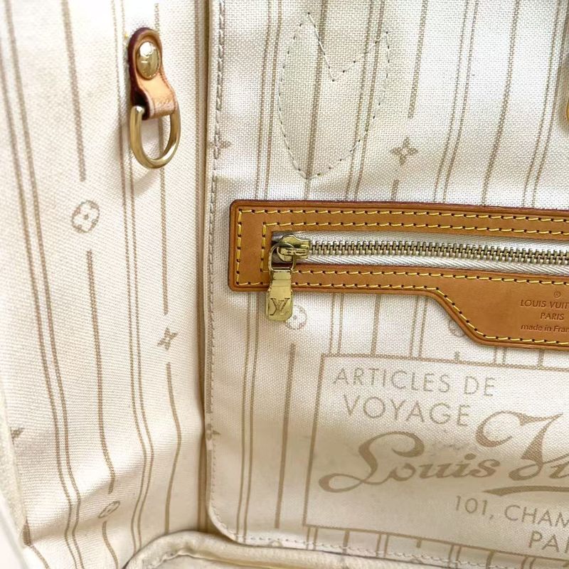 Louis Vuitton Neverfull PM Damier Azure Damier Azure Leather ×pvc White Tote