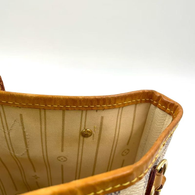 Louis Vuitton Neverfull PM Damier Azure Damier Azure Leather ×pvc White Tote