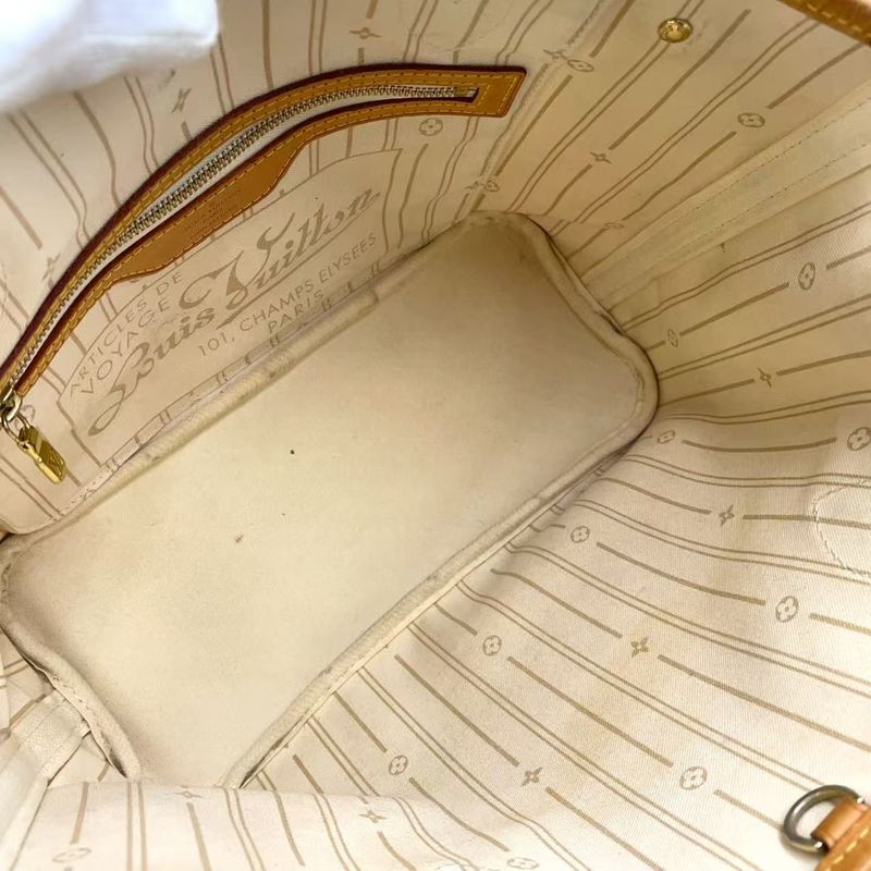 Louis Vuitton Neverfull PM Damier Azure Damier Azure Leather ×pvc White Tote