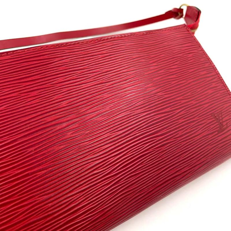 Louis Vuitton Pochette Accessory Epi Castilian Red Leather Red Handbag Gold