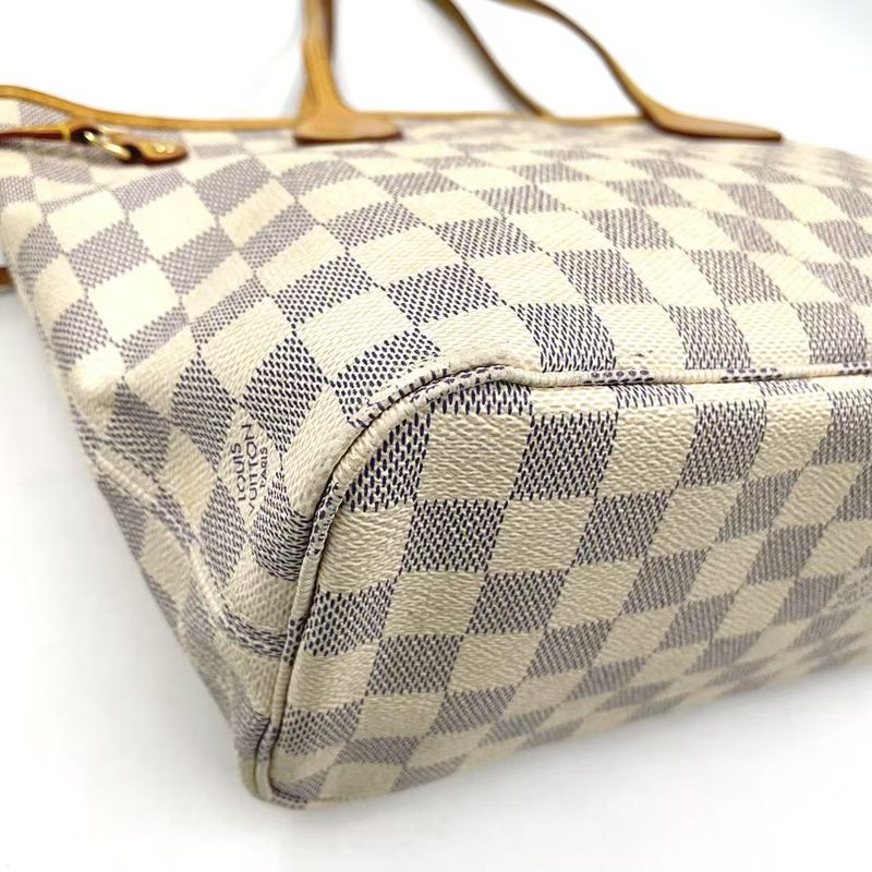 Louis Vuitton Neverfull PM Damier Azure Damier Azure Leather ×pvc White Tote