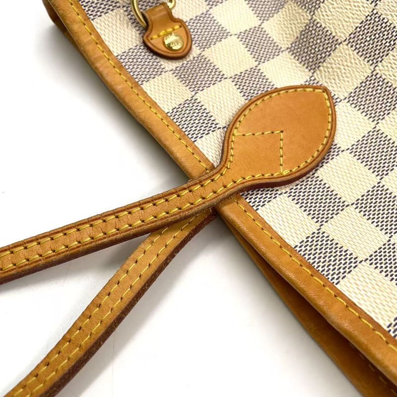 Louis Vuitton Neverfull PM Damier Azure Damier Azure Leather ×pvc White Tote