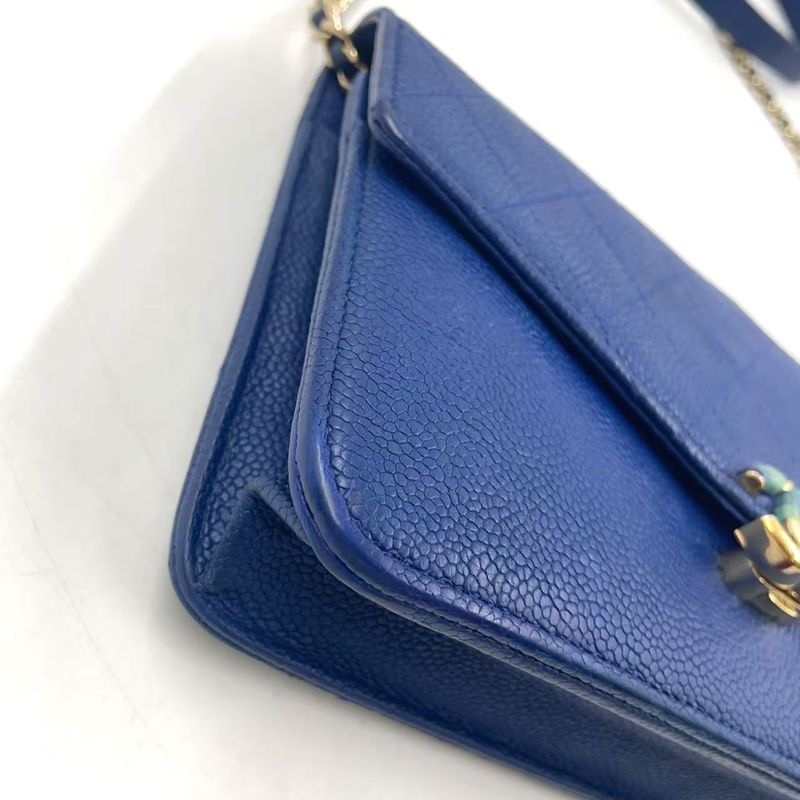 Chanel Matelasse Half Coco Serial Number 25 Leather X Calf Navy Shoulder Bag