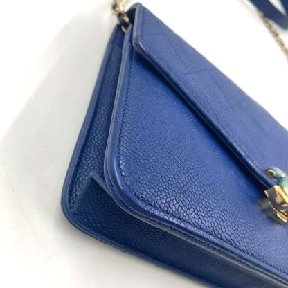 Chanel Matelasse Half Coco Serial Number 25 Leather X Calf Navy Shoulder Bag