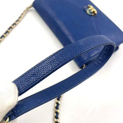 Chanel Matelasse Half Coco Serial Number 25 Leather X Calf Navy Shoulder Bag