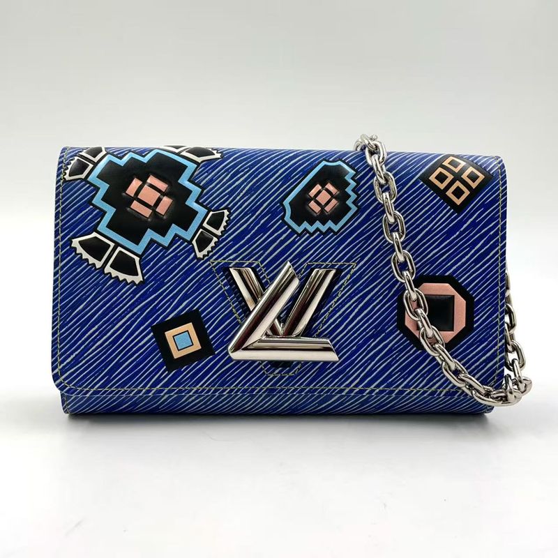 Louis Vuitton Twist PM Epi Denim Leather Chain Wallet Leather Blue X Multicolor