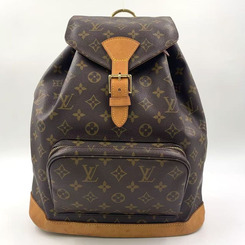 Louis Vuitton Montsouris gm Monogram Leather ×pvc Brown Backpack Gold M51135