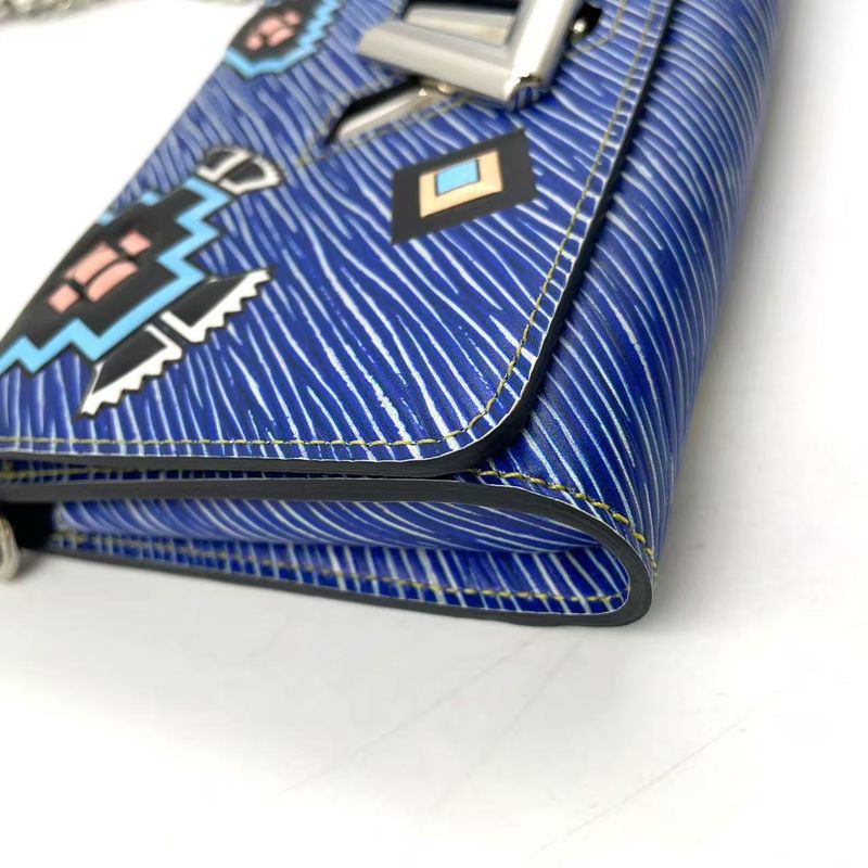 Louis Vuitton Twist PM Epi Denim Leather Chain Wallet Leather Blue X Multicolor