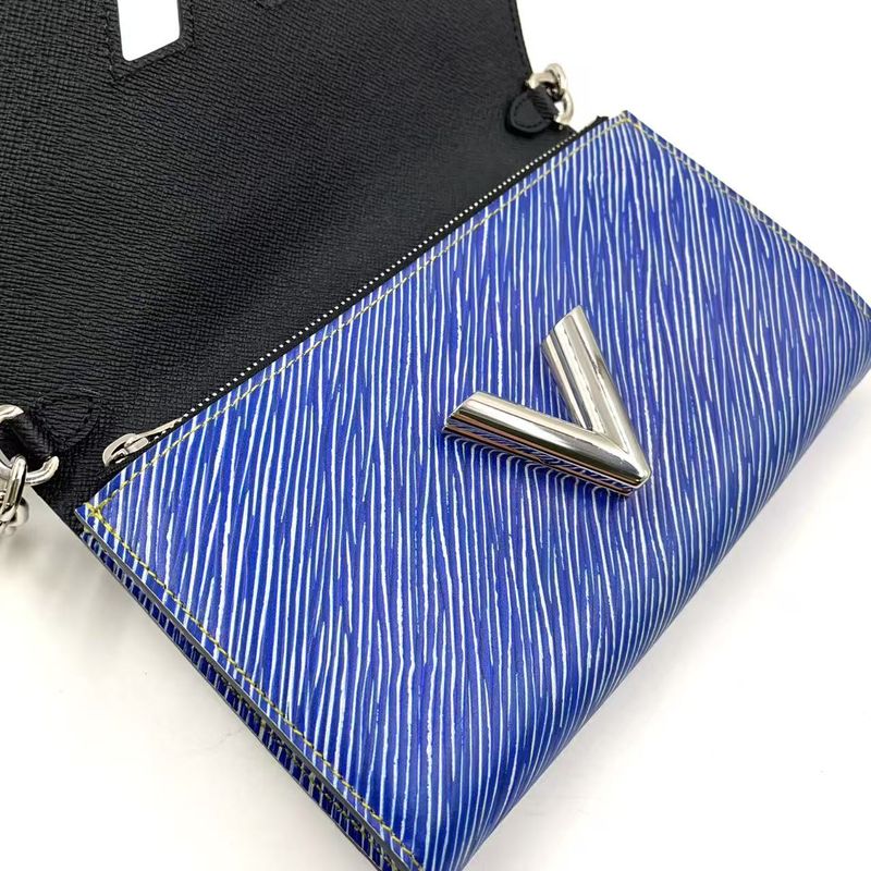 Louis Vuitton Twist PM Epi Denim Leather Chain Wallet Leather Blue X Multicolor