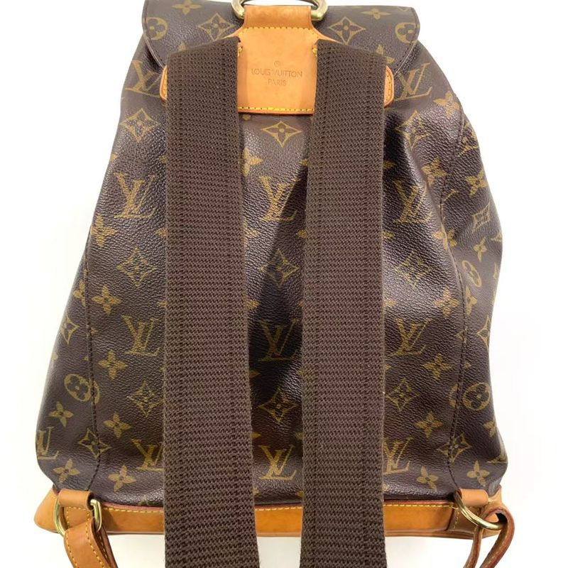 Louis Vuitton Montsouris gm Monogram Leather ×pvc Brown Backpack Gold M51135