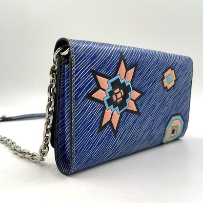 Louis Vuitton Twist PM Epi Denim Leather Chain Wallet Leather Blue X Multicolor