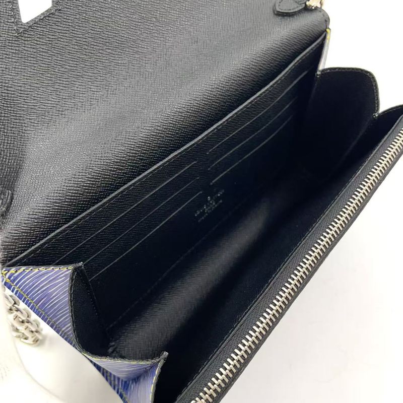 Louis Vuitton Twist PM Epi Denim Leather Chain Wallet Leather Blue X Multicolor