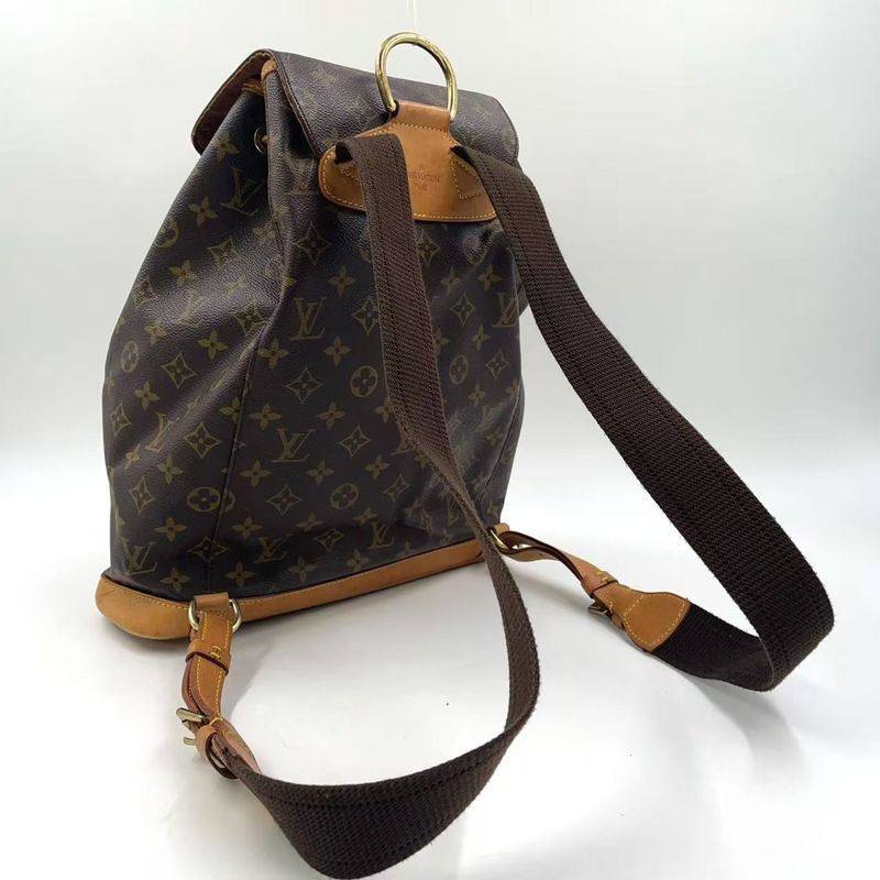 Louis Vuitton Montsouris gm Monogram Leather ×pvc Brown Backpack Gold M51135