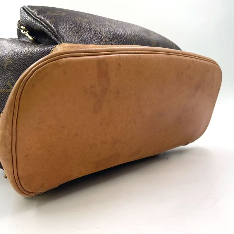 Louis Vuitton Montsouris gm Monogram Leather ×pvc Brown Backpack Gold M51135