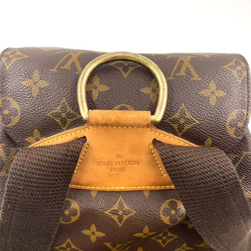 Louis Vuitton Montsouris gm Monogram Leather ×pvc Brown Backpack Gold M51135