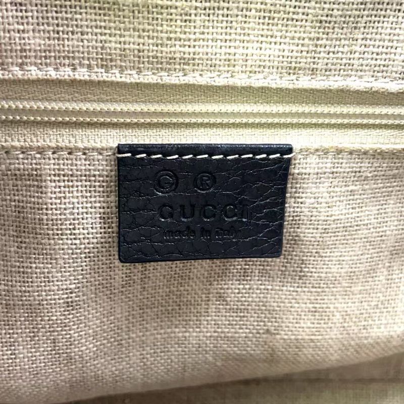 Gucci Interlocking G 2way Leather Black Shoulder Bag Gold