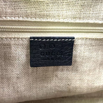 Gucci Interlocking G 2way Leather Black Shoulder Bag Gold