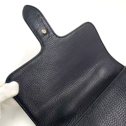 Gucci Interlocking G 2way Leather Black Shoulder Bag Gold
