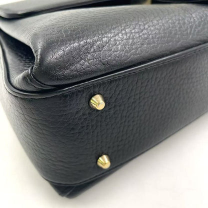 Gucci Interlocking G 2way Leather Black Shoulder Bag Gold