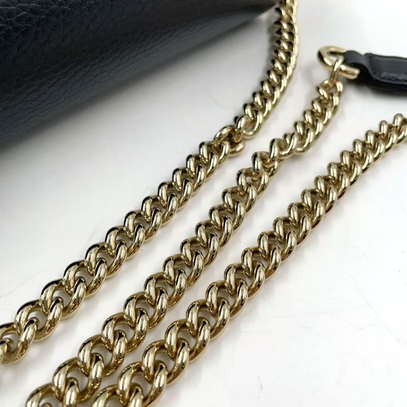 Gucci Interlocking G Mini Leather Black Shoulder Bag Gold