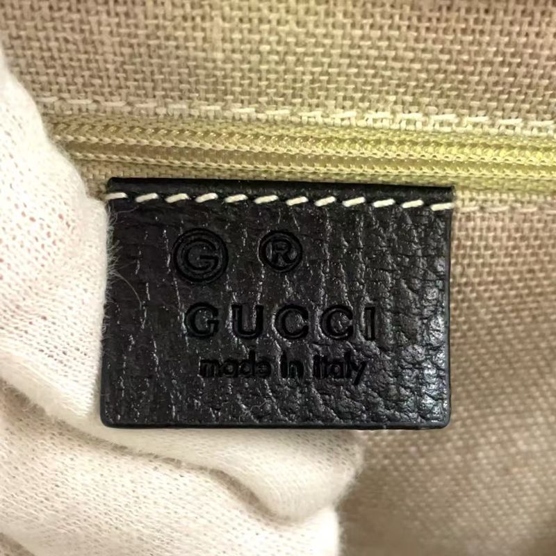 Gucci Interlocking G Mini Leather Black Shoulder Bag Gold