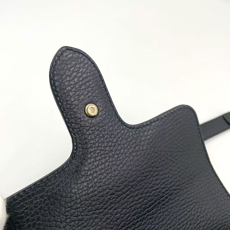 Gucci Interlocking G Mini Leather Black Shoulder Bag Gold