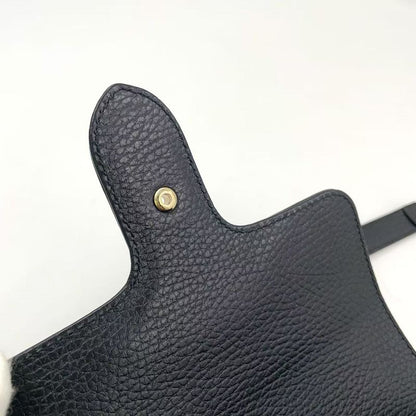 Gucci Interlocking G Mini Leather Black Shoulder Bag Gold