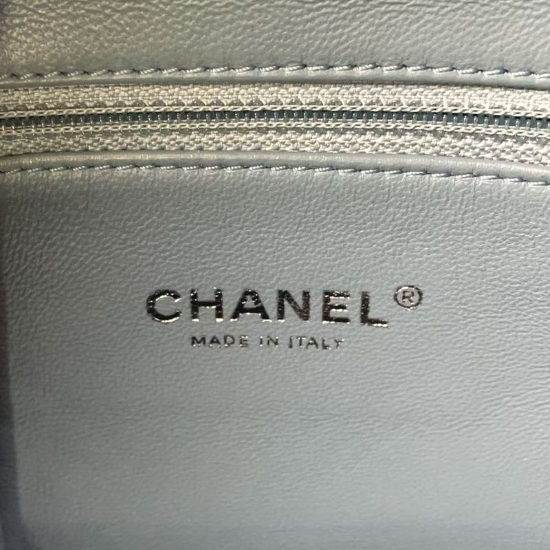 Chanel Coco Mark Sequins Serial Number 25 Leather X Sequins Light Blue Backpack