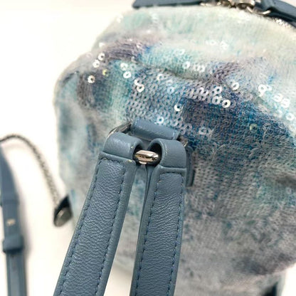 Chanel Coco Mark Sequins Serial Number 25 Leather X Sequins Light Blue Backpack
