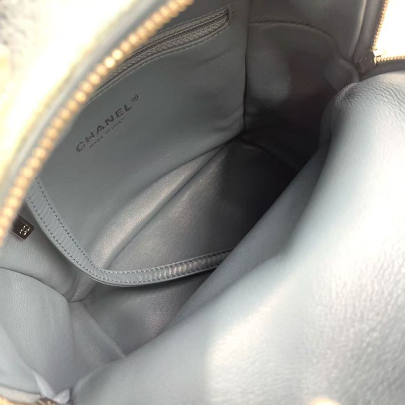 Chanel Coco Mark Sequins Serial Number 25 Leather X Sequins Light Blue Backpack