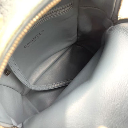 Chanel Coco Mark Sequins Serial Number 25 Leather X Sequins Light Blue Backpack