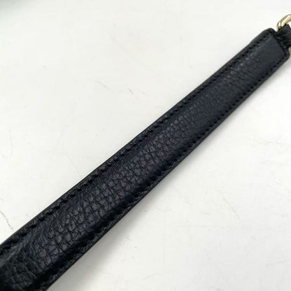 Gucci Interlocking G Mini Leather Black Shoulder Bag Gold