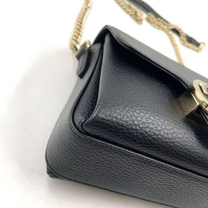 Gucci Interlocking G Mini Leather Black Shoulder Bag Gold