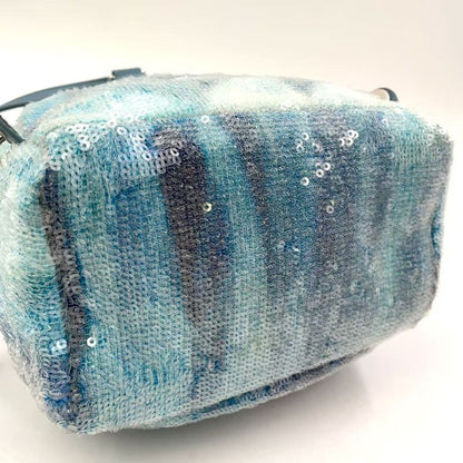 Chanel Coco Mark Sequins Serial Number 25 Leather X Sequins Light Blue Backpack