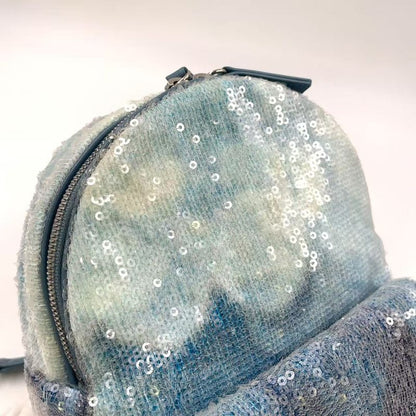 Chanel Coco Mark Sequins Serial Number 25 Leather X Sequins Light Blue Backpack