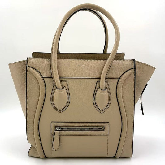 Celine Luggage Mini Leather Beige Handbag Silver