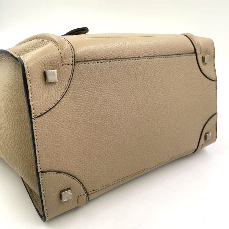 Celine Luggage Mini Leather Beige Handbag Silver