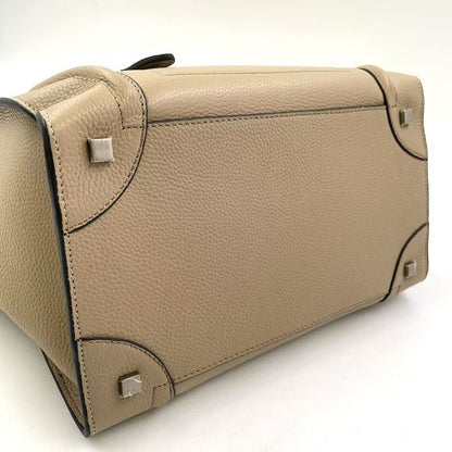 Celine Luggage Mini Leather Beige Handbag Silver