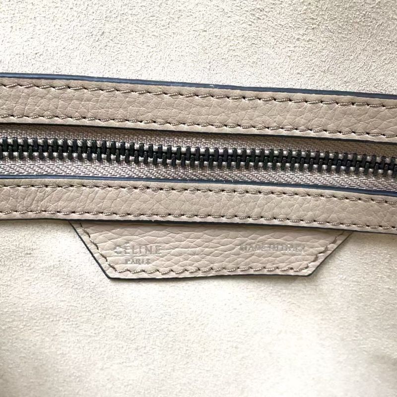 Celine Luggage Mini Leather Beige Handbag Silver