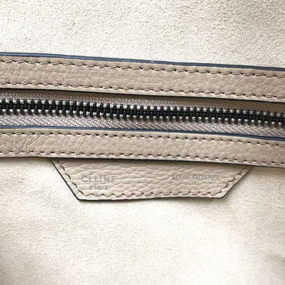 Celine Luggage Mini Leather Beige Handbag Silver
