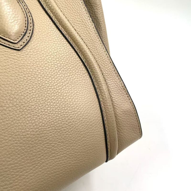 Celine Luggage Mini Leather Beige Handbag Silver