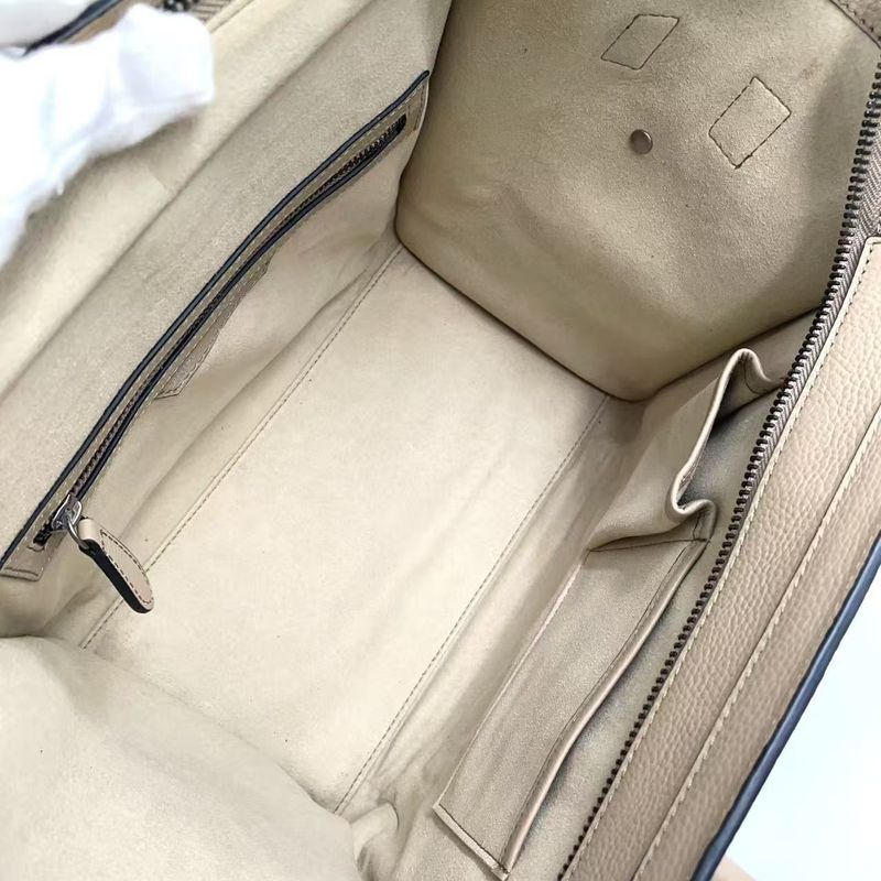 Celine Luggage Mini Leather Beige Handbag Silver